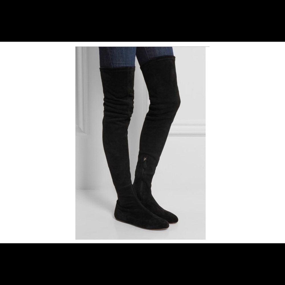 ALAÏA
Black Stretch-suede Over-the-knee Boots/Booties